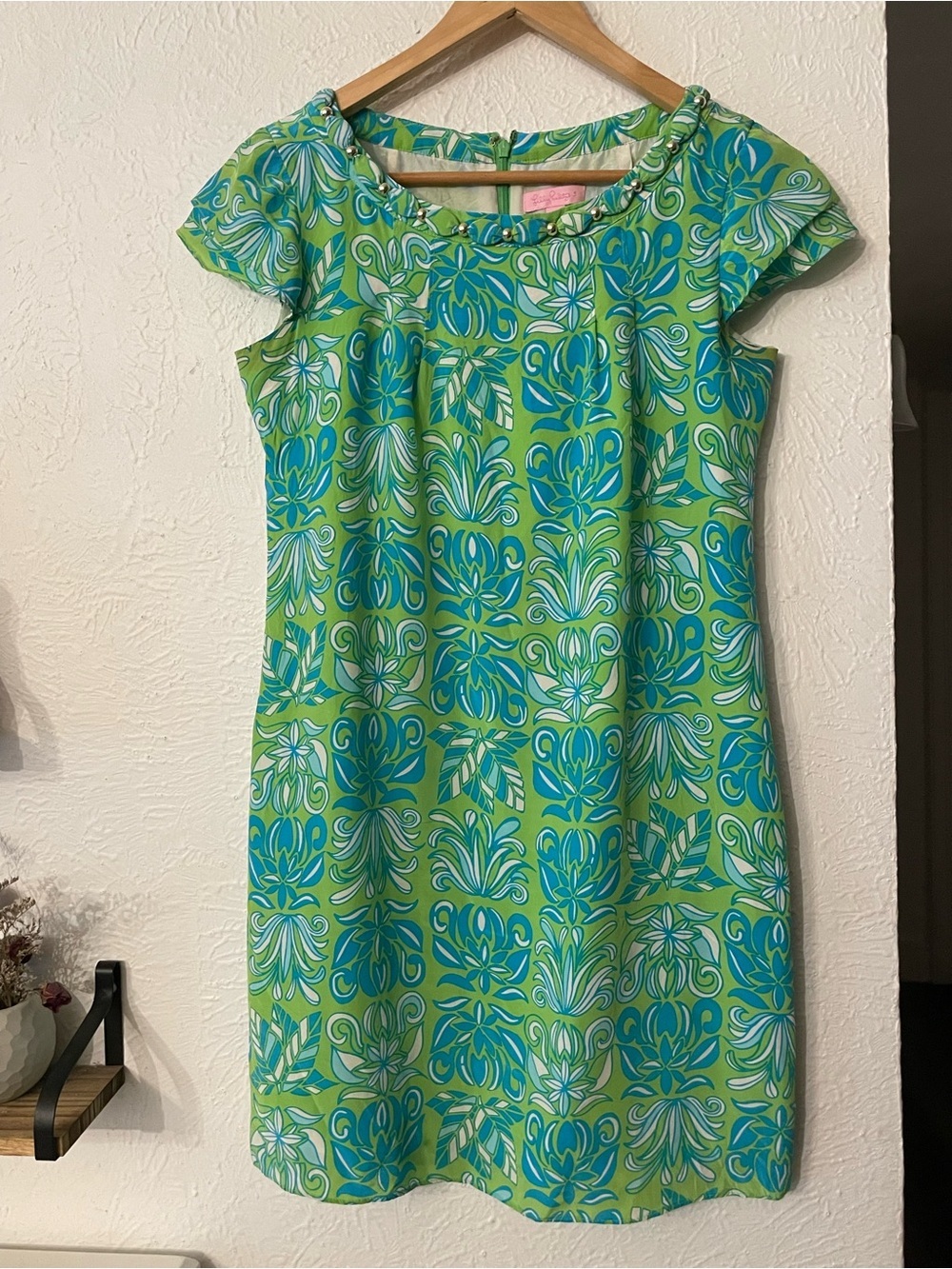 Lilly Pulitzer Joanne 100% silk dress Limeade Purrfect Paradise print Size 0